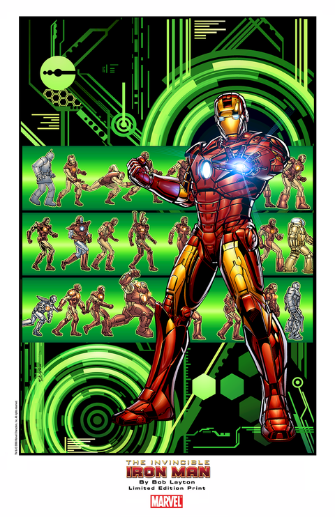 PRINT EXCLUSIVO de BOB LAYTON: Iron Man through The Ages (A5)